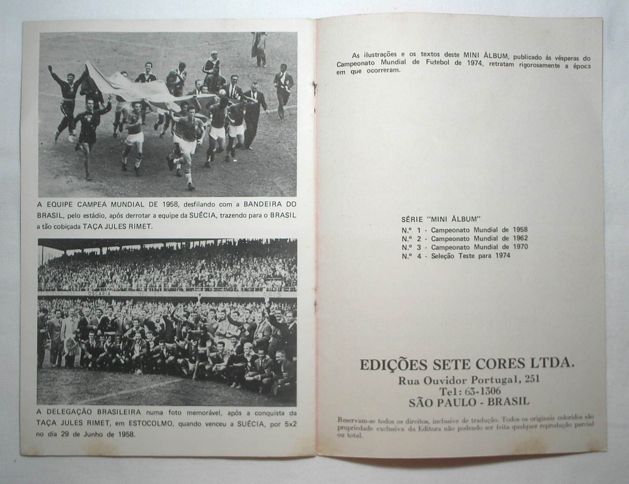 | Casa do Colecionador Copa do mundo - Raríssimo álbum de figurinhas Brasil Campeão Mudial de futebol 1958 / Figurinhas soltas ainda para colar / Album preservado em perfeitas condições - Relíquia
