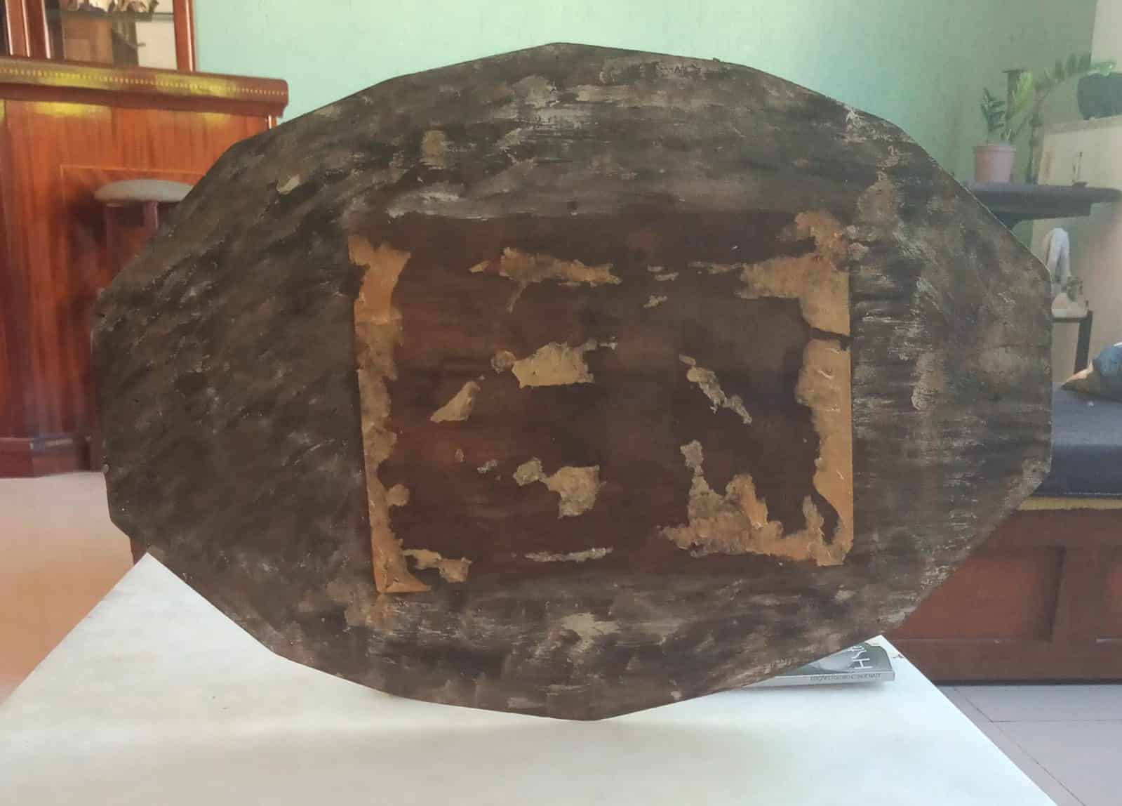 | Casa do Colecionador Fundo de Moldura Oval de Madeira Sem Broca Antigo Inicio Séc XX Com Pé Original