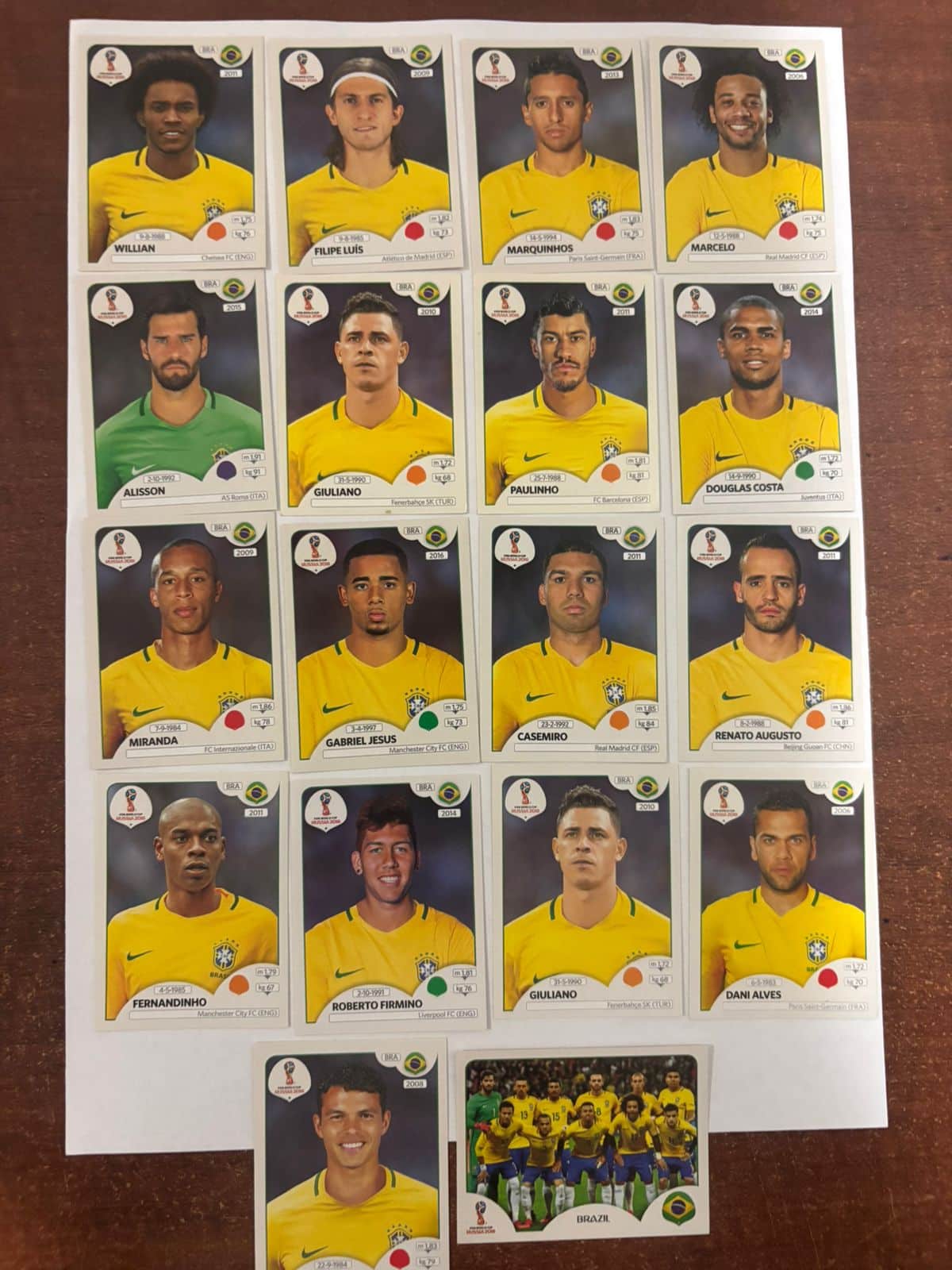 | Casa do Colecionador Lote figurinhas Brasil Copa do mundo 2018