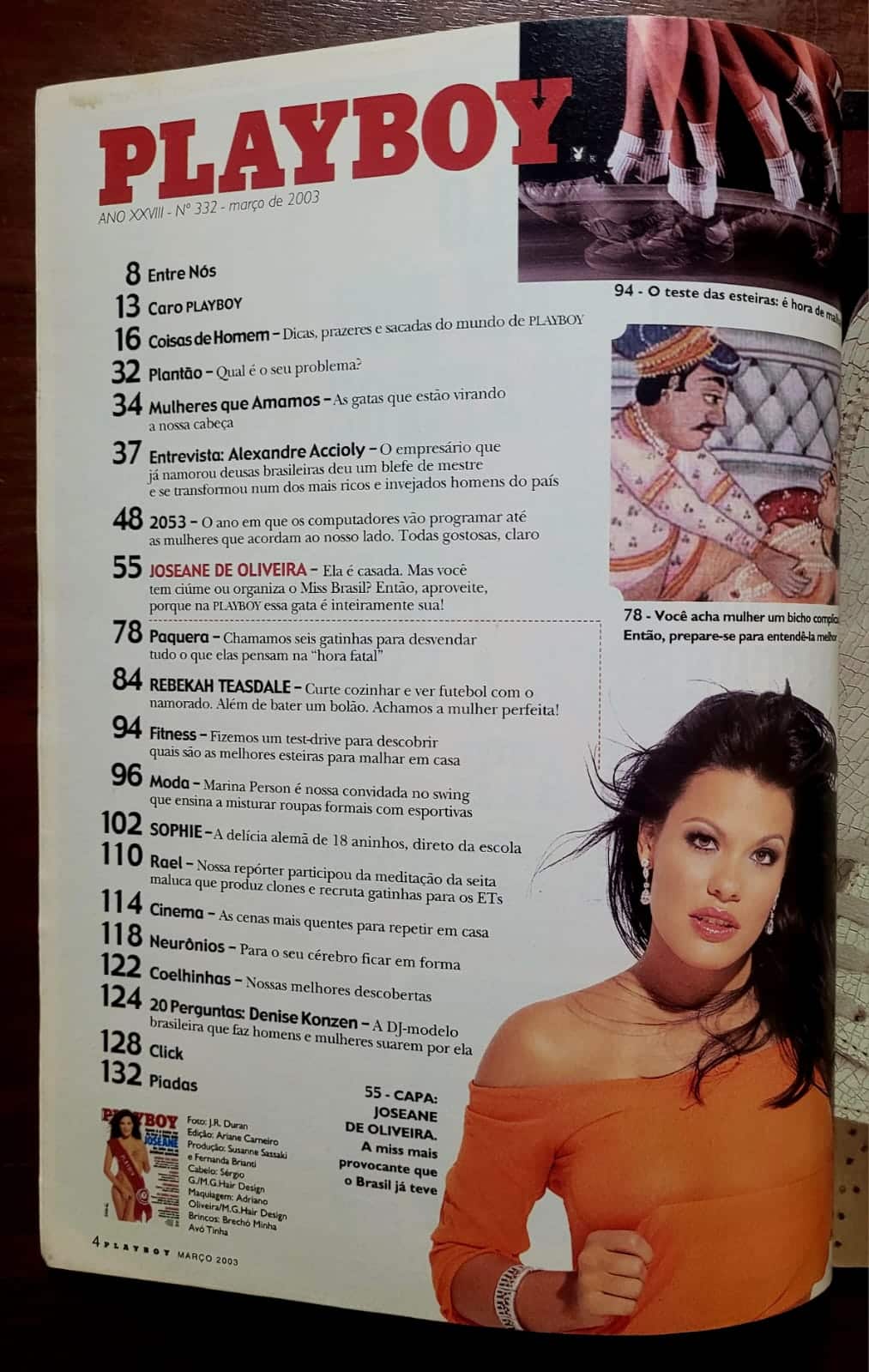 | Casa do Colecionador Playboy Nº 332 | Março 2003 | Joseane de Oliveira | Miss Brasil Cassada | BBB3 | Pôster Presente | Exemplar de Assinante