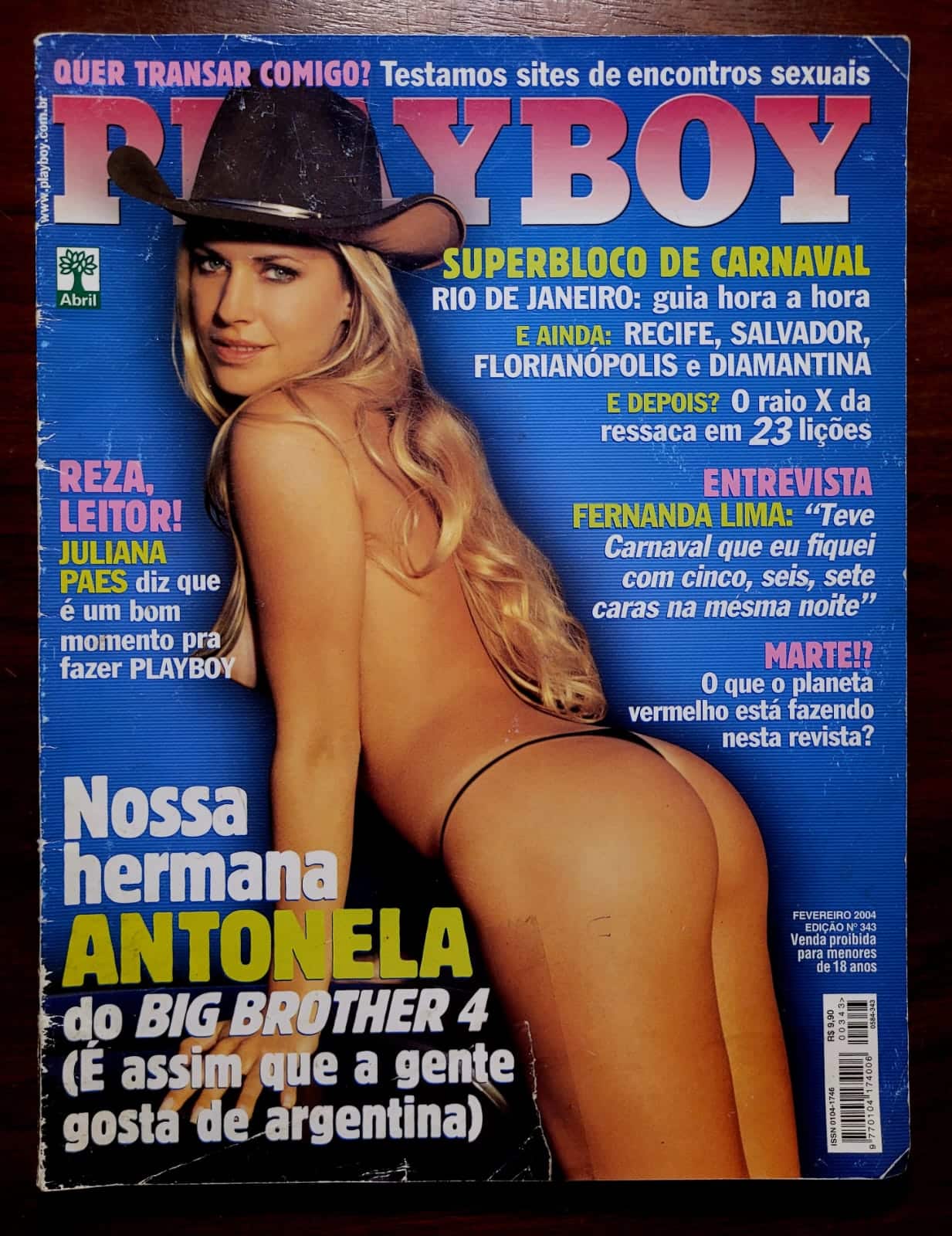 | Casa do Colecionador Playboy Nº 343 | Fevereiro 2004 | Antonela Avenalleda | BBB4 | Pôster Presente