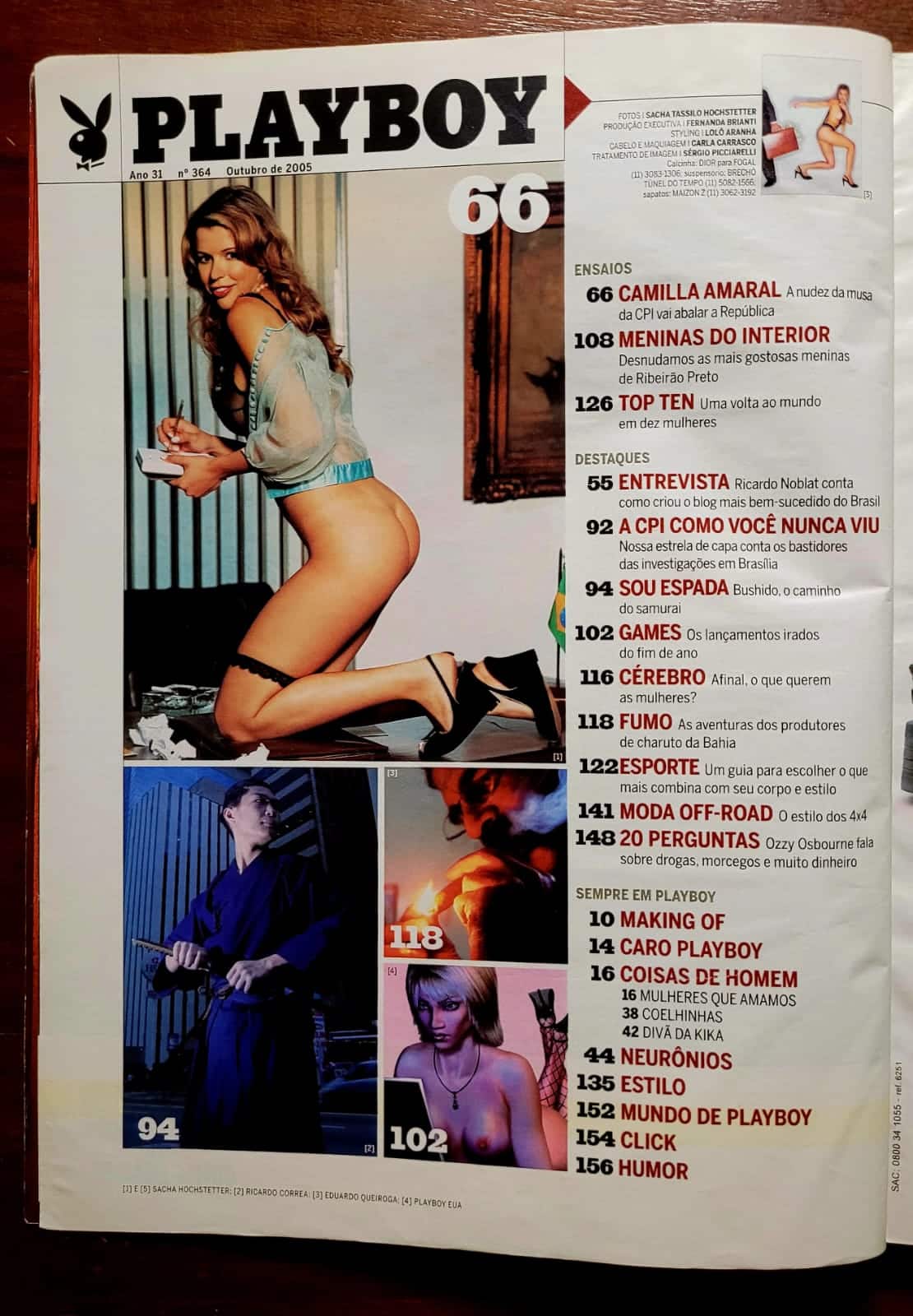| Casa do Colecionador Playboy Nº 364 | Outubro 2005 | Camilla Amaral | Musa da CPI dos Correios | Exemplar de Assinante