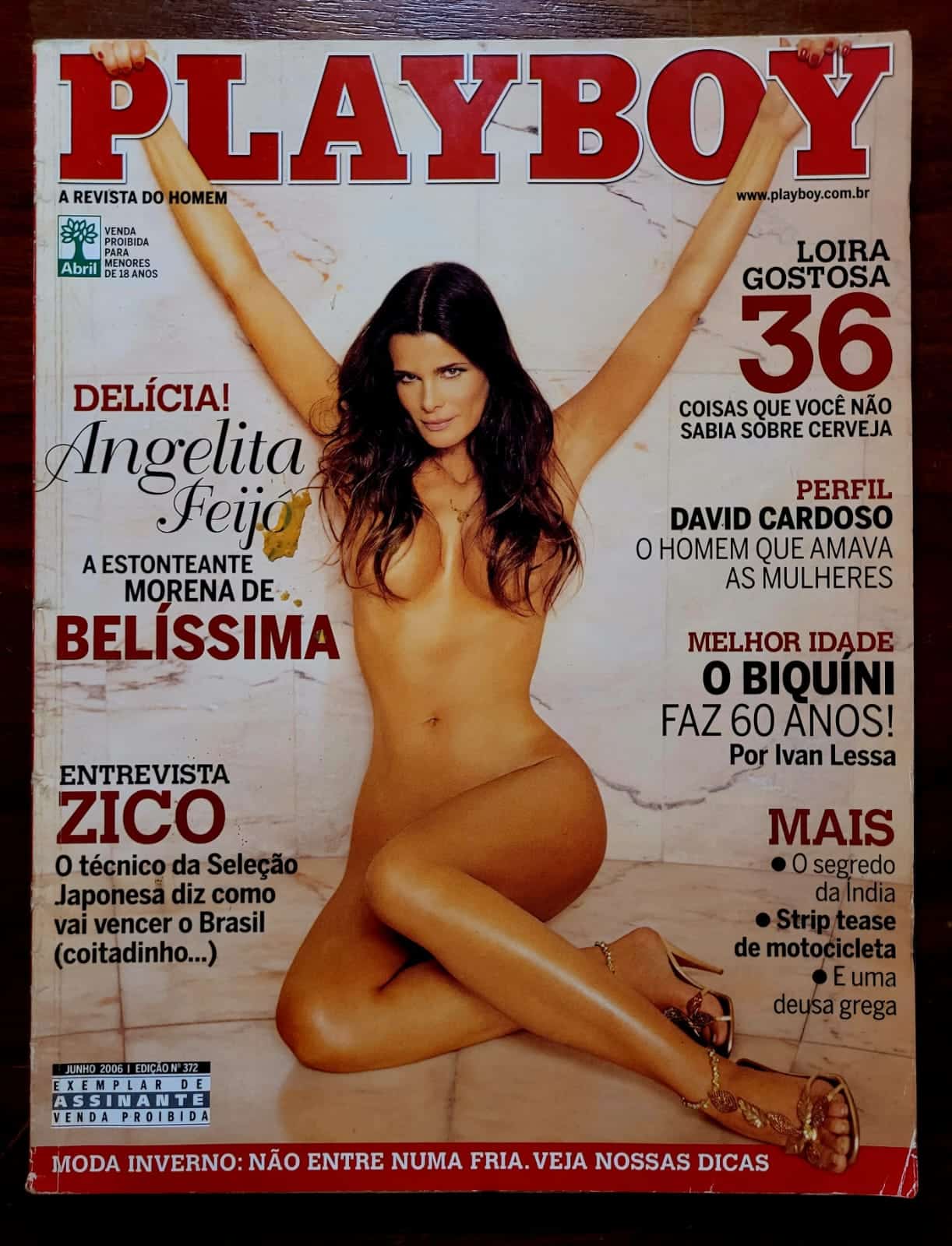 | Casa do Colecionador Playboy Nº 372 | Junho/2006 | Angelita Feijó | A Morena de Belíssima | Pôster com Danos | Exemplar de Assinante