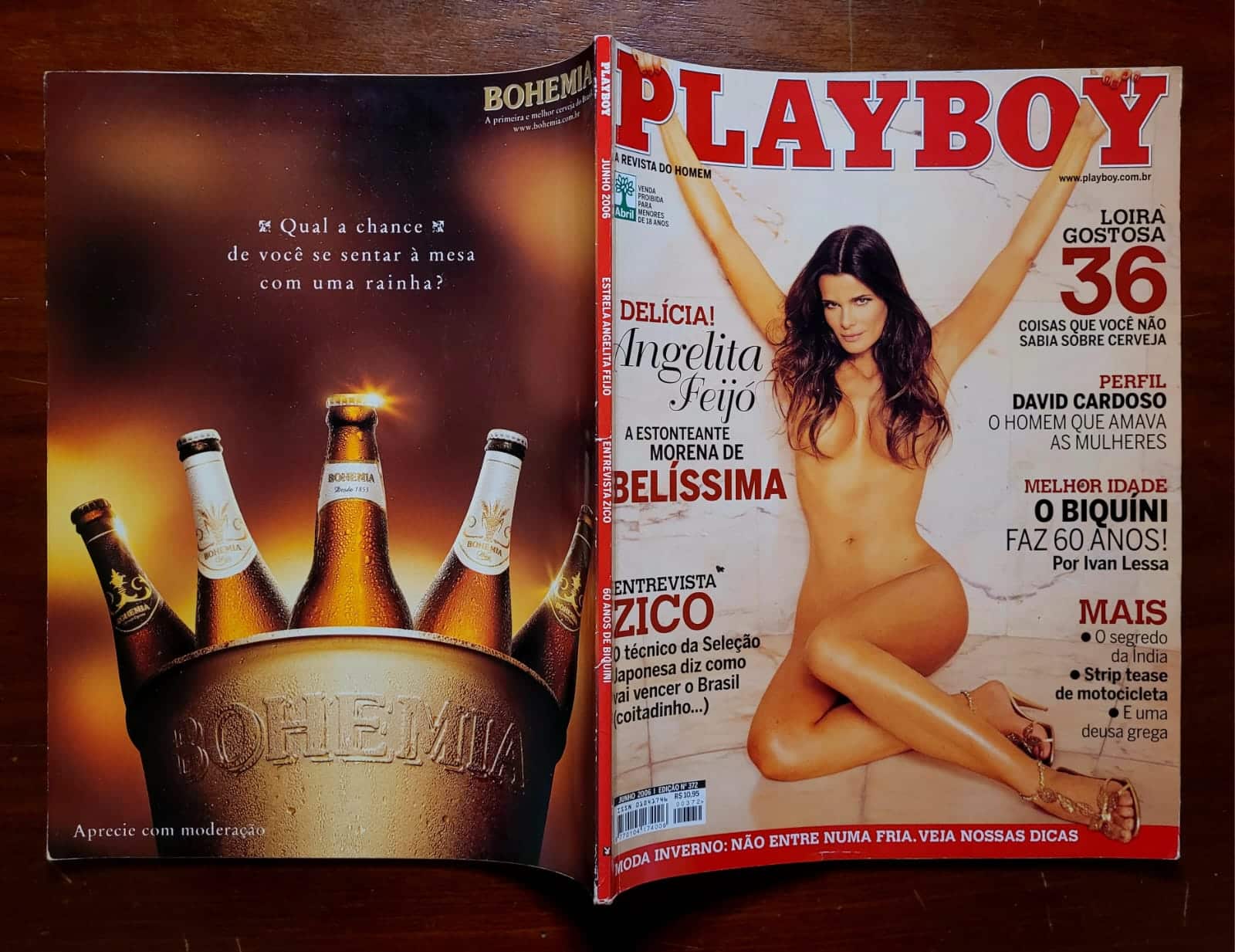 | Casa do Colecionador Playboy Nº 372 | Junho/2006 | Angelita Feijó | A Morena de Belíssima | Pôster com Danos | Exemplar de Assinante