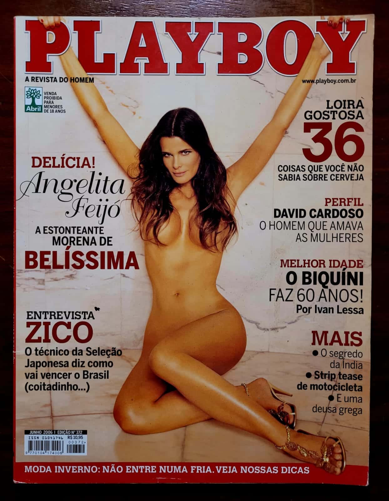 | Casa do Colecionador Playboy Nº 372 | Junho/2006 | Angelita Feijó | A Morena de Belíssima | Pôster com Danos | Exemplar de Assinante