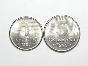 1 e 5 Cruzeiros - 1980 / Flor de Cunho / Cana e Café