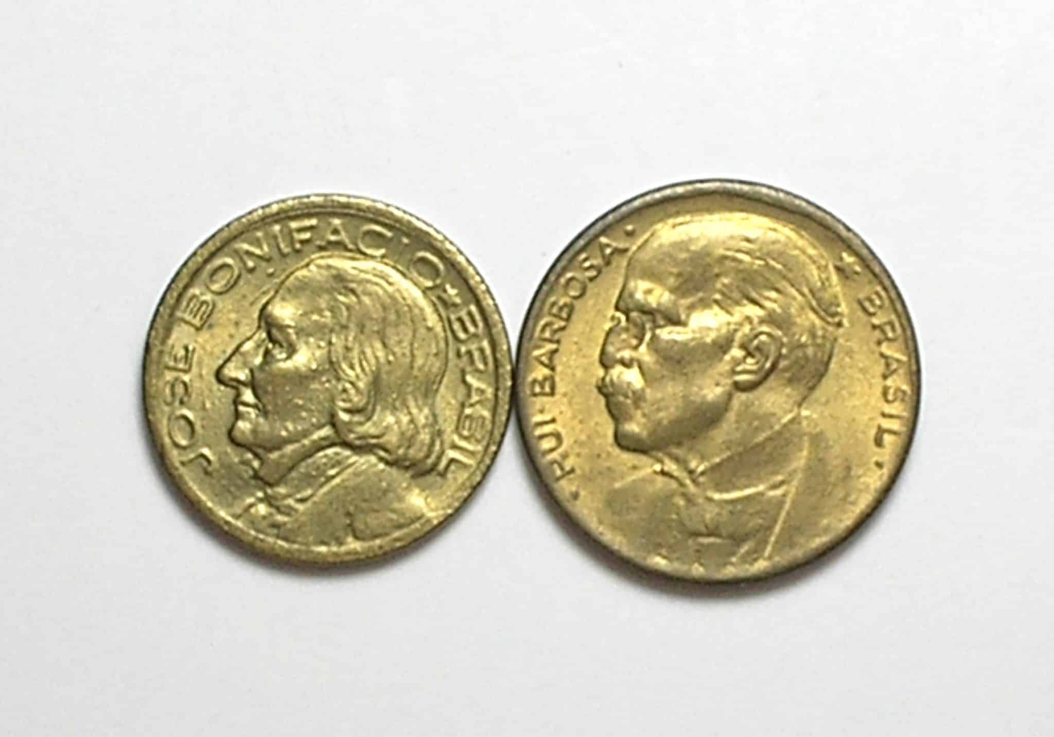 | Casa do Colecionador 10 e 20 Centavos - 1955 Jose Bonifácio e Rui Barbosa / Flor de cunho