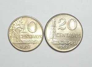 10 e 20 Centavos - 1967 / Flor de Cunho