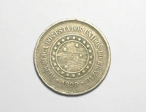 100 Réis - 1899 / Data dificil da República / Cu/Ni