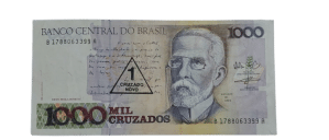 1000 Cruzados com carimbo de 1 Cruzado Novo Sku 0004