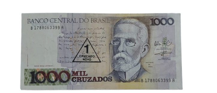 | Casa do Colecionador 1000 Cruzados com carimbo de 1 Cruzado Novo Sku 0004