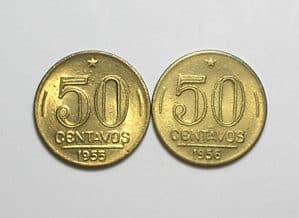 50 Centavos - 1955 / 1956 / Presidente Dutra / Flor de Cunho