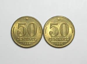 50 Centavos - 1955 / 1956 / Presidente Dutra / Flor de Cunho
