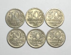 50 Cruzeiros - 1965 / 6 Moedas / Cupro e Niquel / Busto