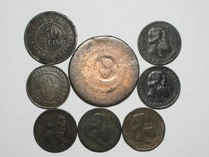 8 Moedas do Brasil em cobre e Bronze do Império e República