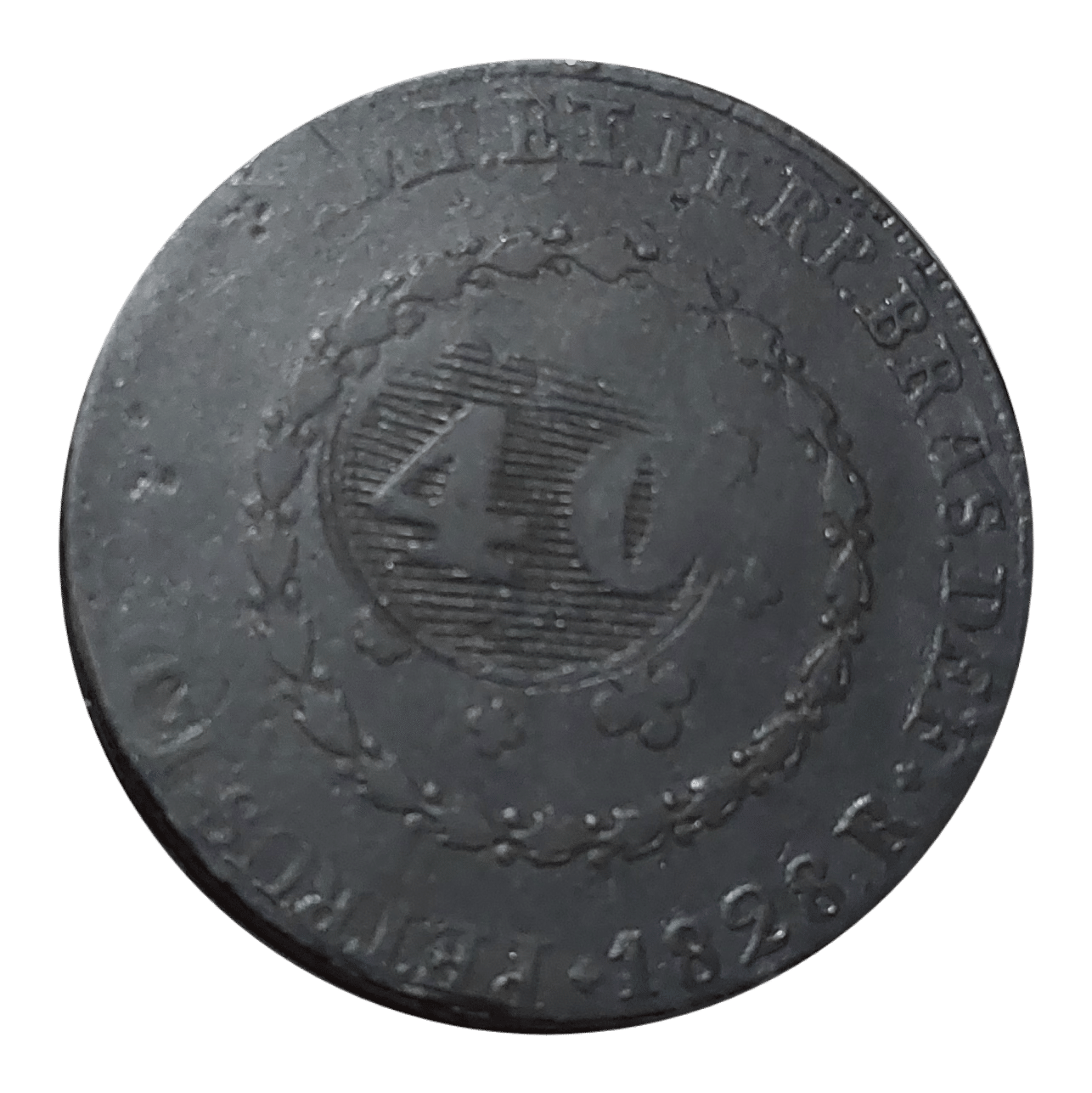 | Casa do Colecionador 80 Réis com carimbo de 40 Réis 1828 R Sku 0044