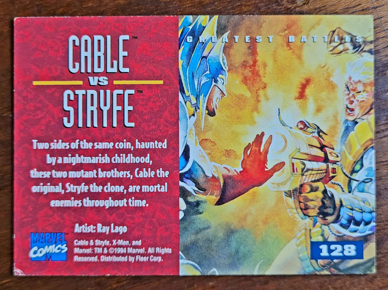| Casa do Colecionador Card Fleer Ultra X-Men 1995 Marvel Nº 128 | Cable vs Stryfe