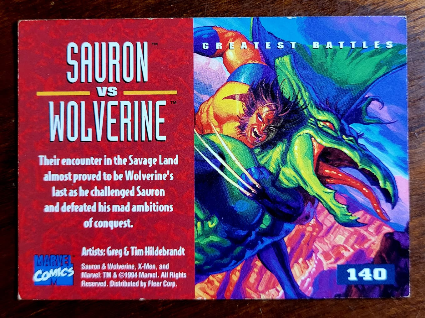 | Casa do Colecionador Card Fleer Ultra X-Men 1995 Marvel Nº 140 | Sauron vs Wolverine