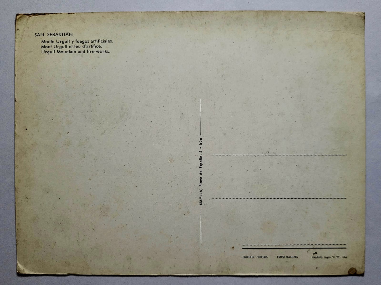 | Casa do Colecionador Cartão Postal Estrangeiro - Espanha (San Sebastián) Monte Urgull e Fogos de Artifício - 1966