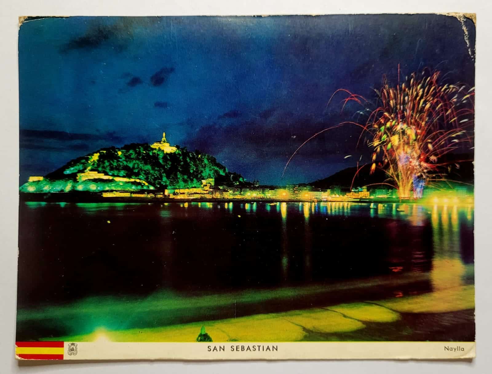 | Casa do Colecionador Cartão Postal Estrangeiro - Espanha (San Sebastián) Monte Urgull e Fogos de Artifício - 1966