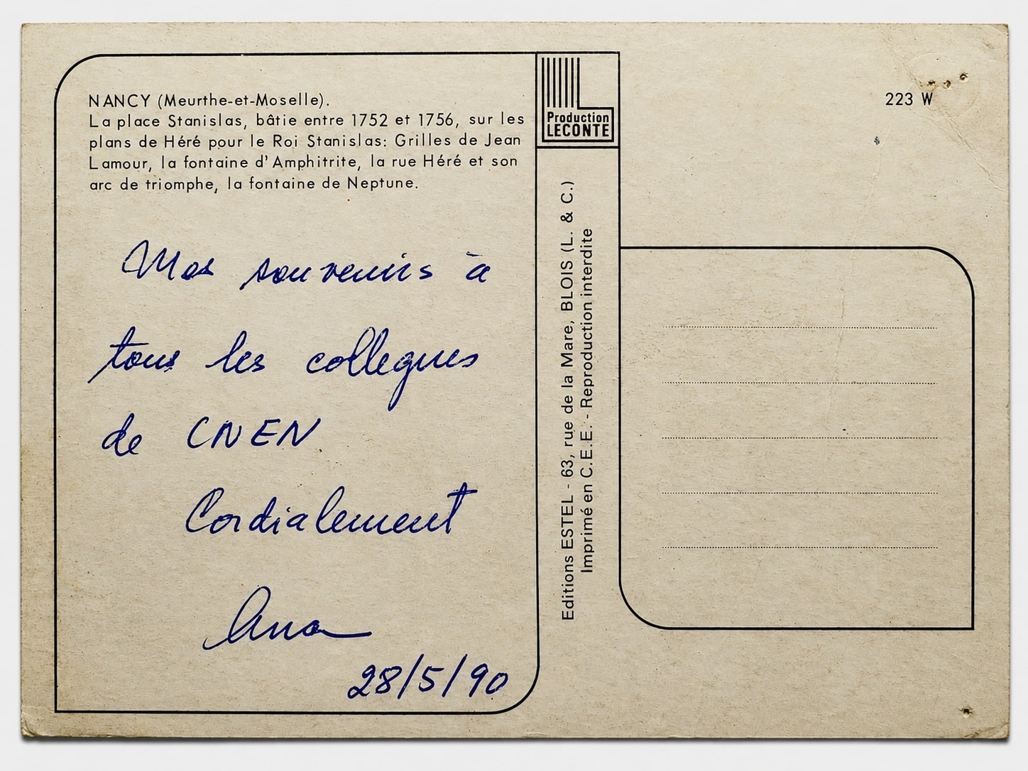 | Casa do Colecionador Cartão Postal Estrangeiro - França (Nancy) Vista da Praça Stanislas e Monumentos - Anos 90