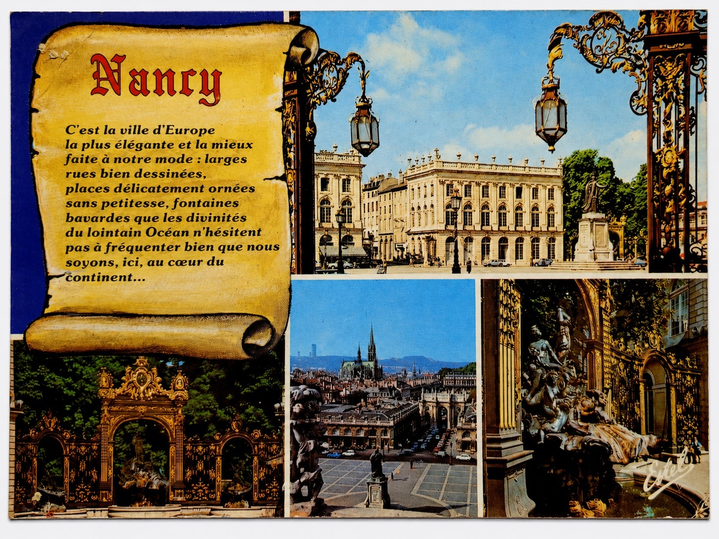 | Casa do Colecionador Cartão Postal Estrangeiro - França (Nancy) Vista da Praça Stanislas e Monumentos - Anos 90