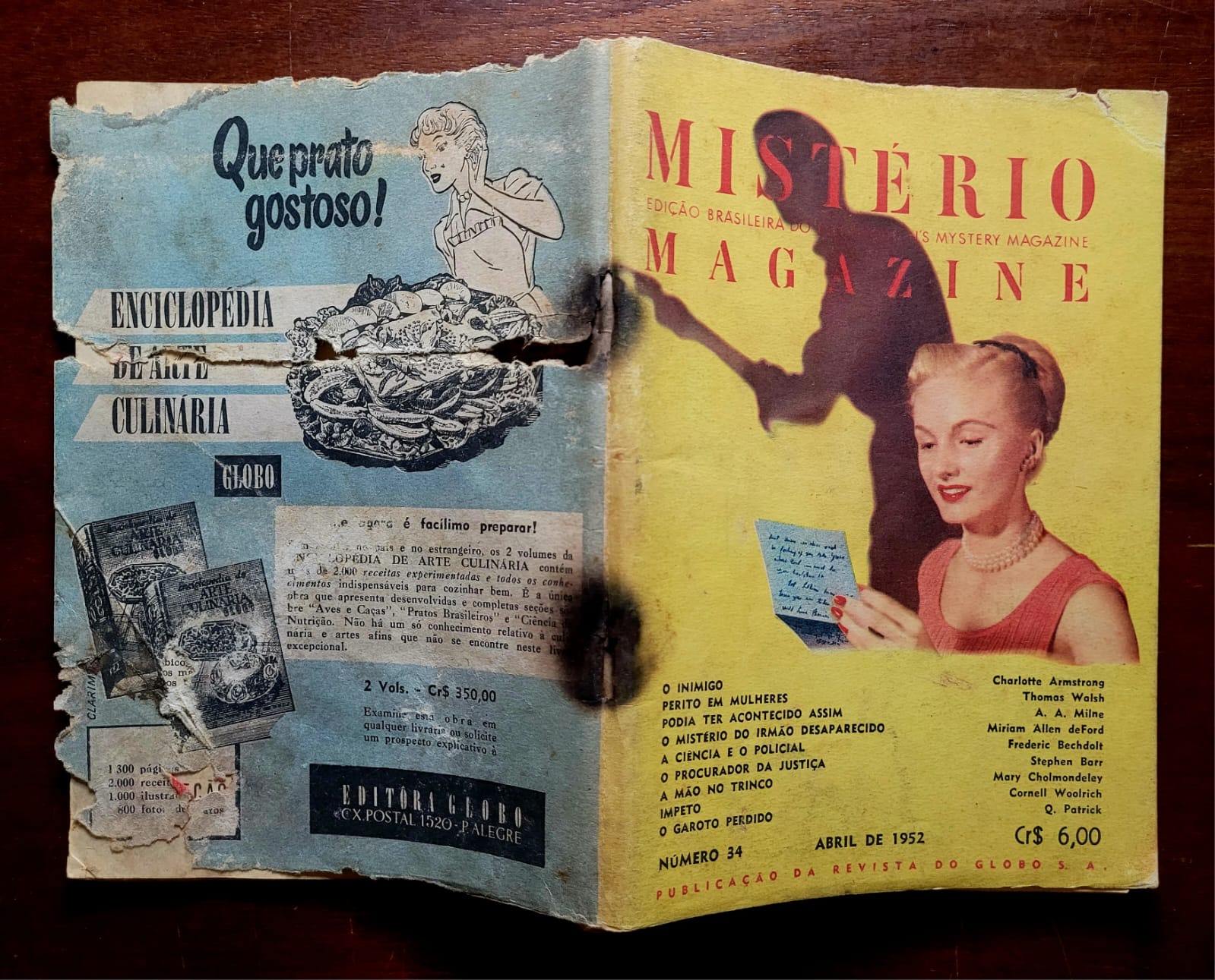 | Casa do Colecionador Mistério Magazine Nº 34 — Abril 1952 | Ellery Queen's Mystery Magazine | Edição Brasileira