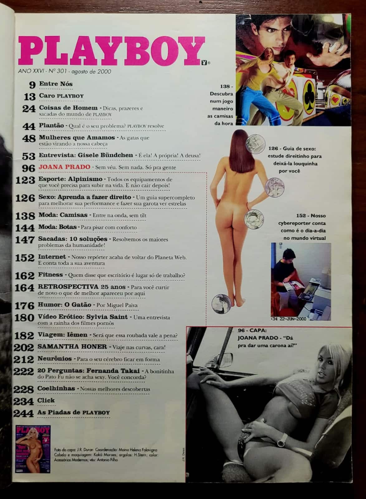 | Casa do Colecionador Playboy Nº 301 | Agosto 2000 | Feiticeira — Joana Prado Sem Véu | Edição de Aniversário 25 Anos | Com Pôster