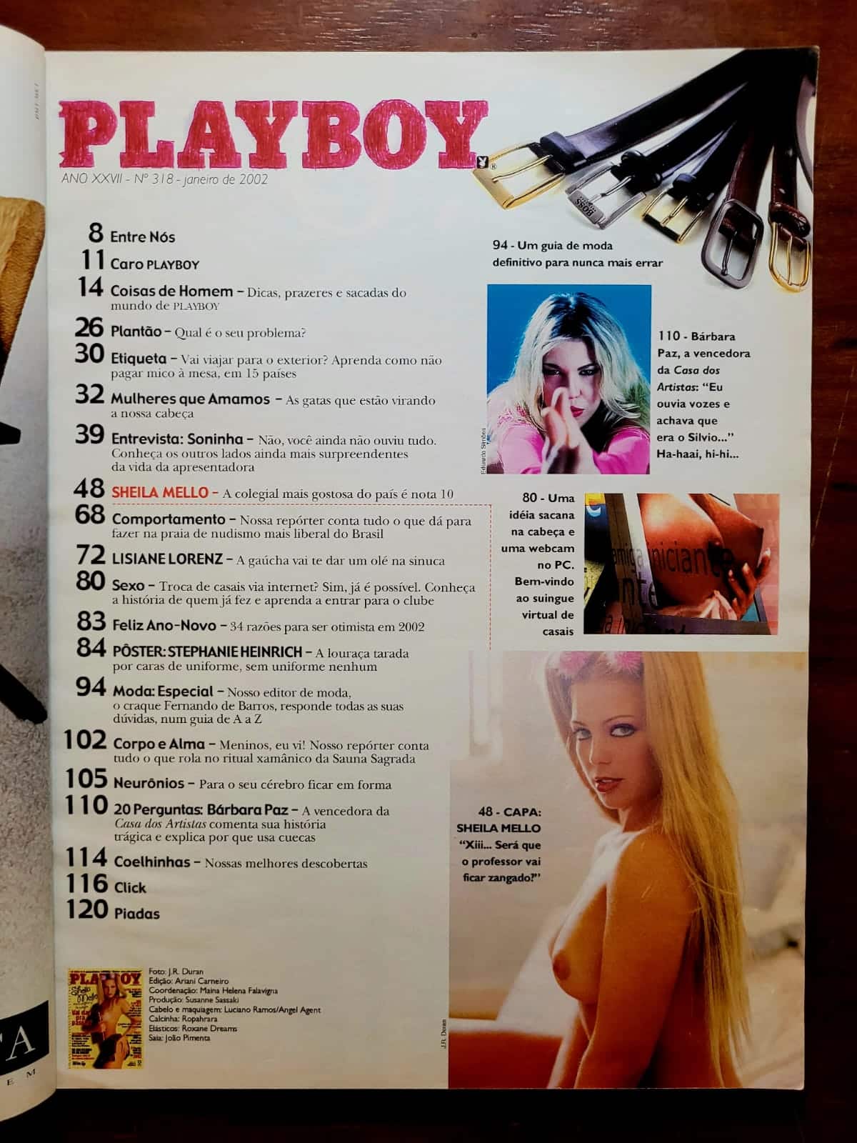 | Casa do Colecionador Playboy Nº 318 | Janeiro 2002 | Sheila Mello no Uniforme Mais Falado da Banca | Edição de Banca com Pôster