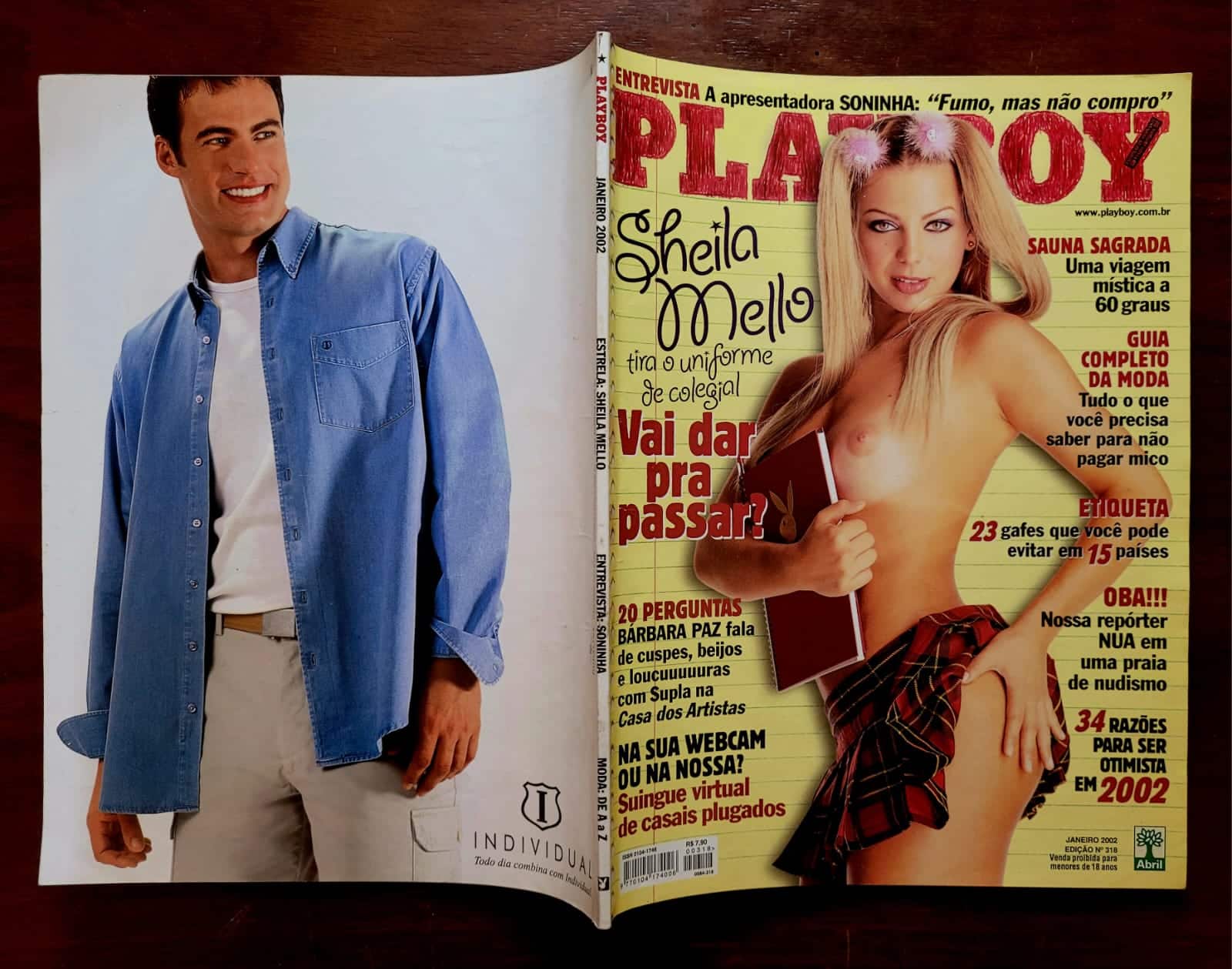 | Casa do Colecionador Playboy Nº 318 | Janeiro 2002 | Sheila Mello no Uniforme Mais Falado da Banca | Edição de Banca com Pôster