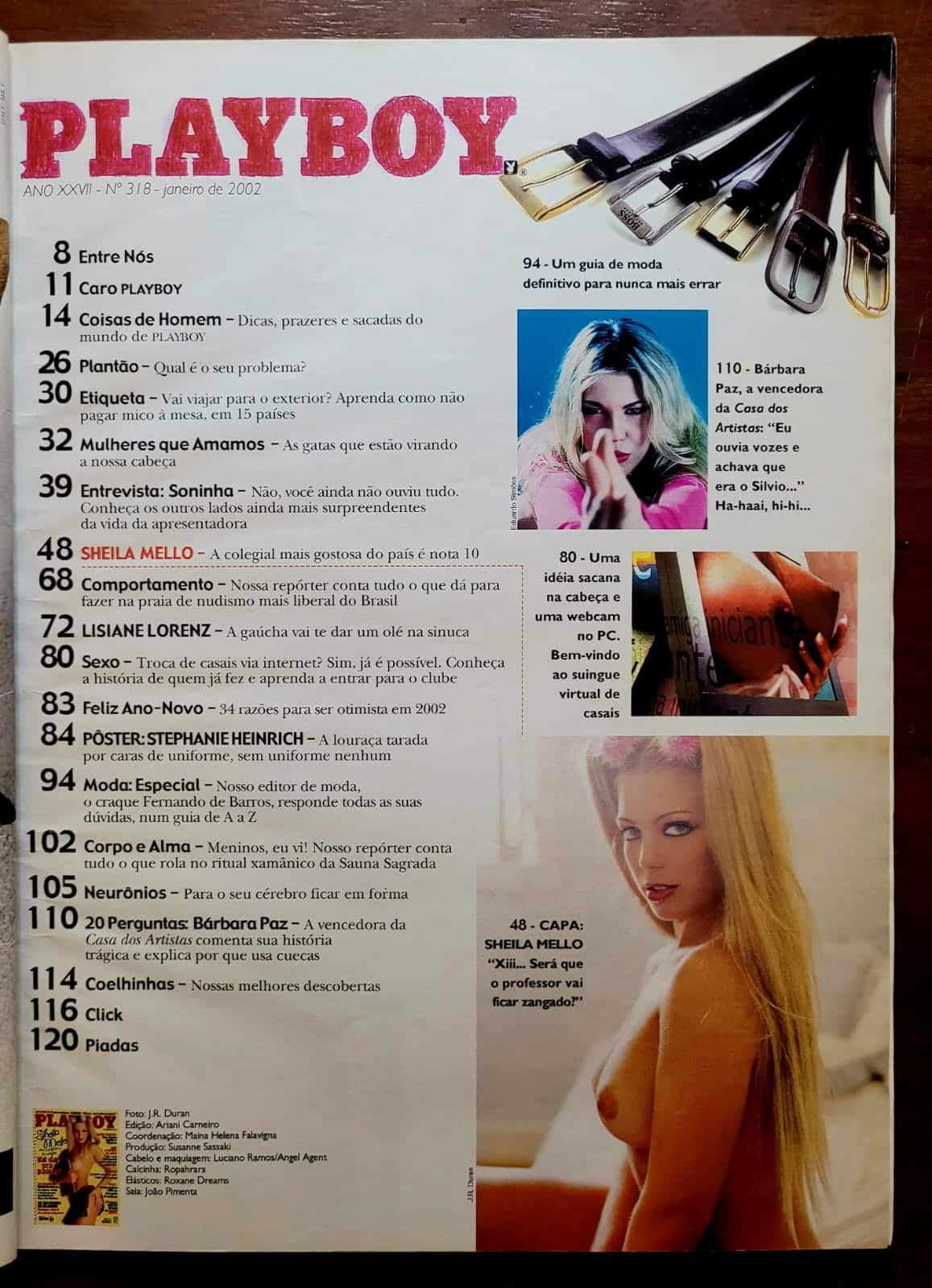 | Casa do Colecionador Playboy Nº 318 | Janeiro 2002 | Sheila Mello no Uniforme Mais Falado da Banca | Edição de Banca com Pôster