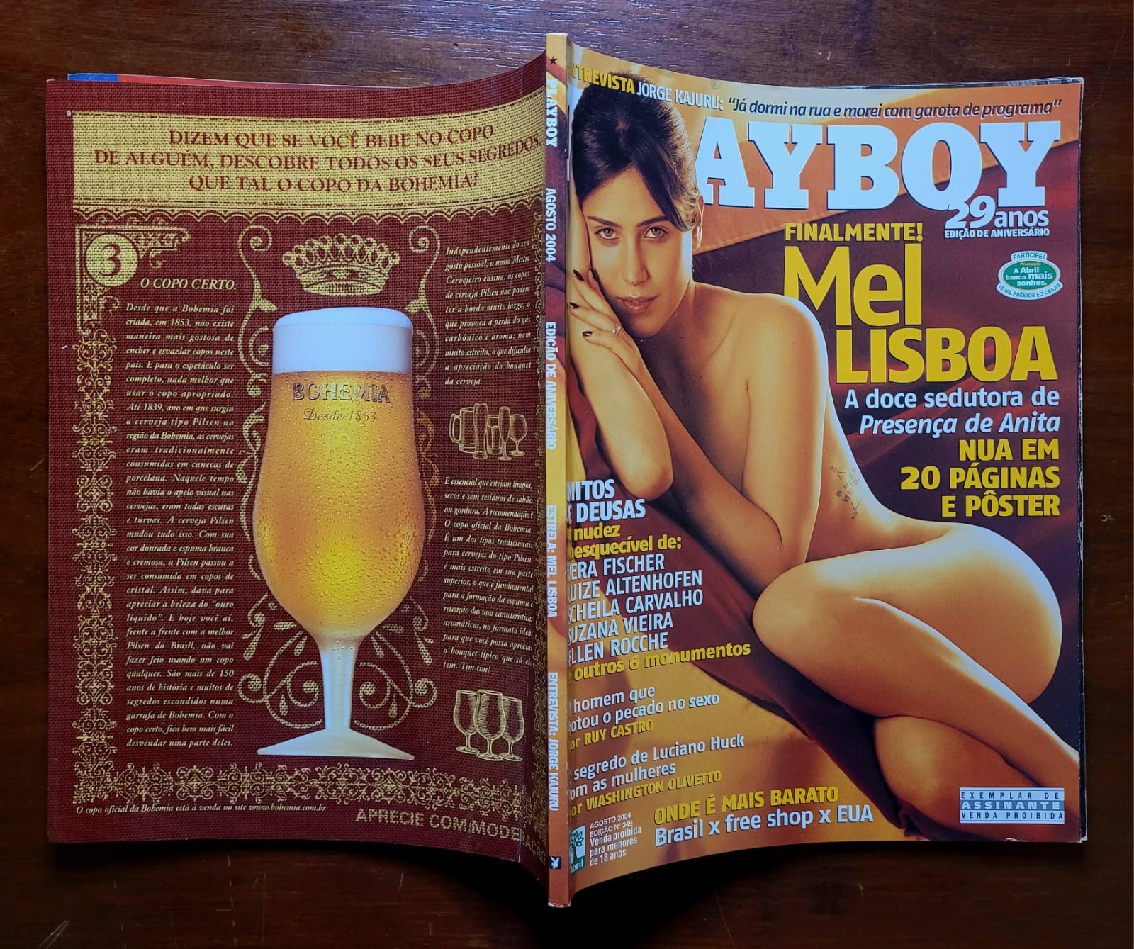 | Casa do Colecionador Playboy Nº 349 | Agosto 2004 | Mel Lisboa | 29 Anos — Edição de Aniversário | Pôster Presente