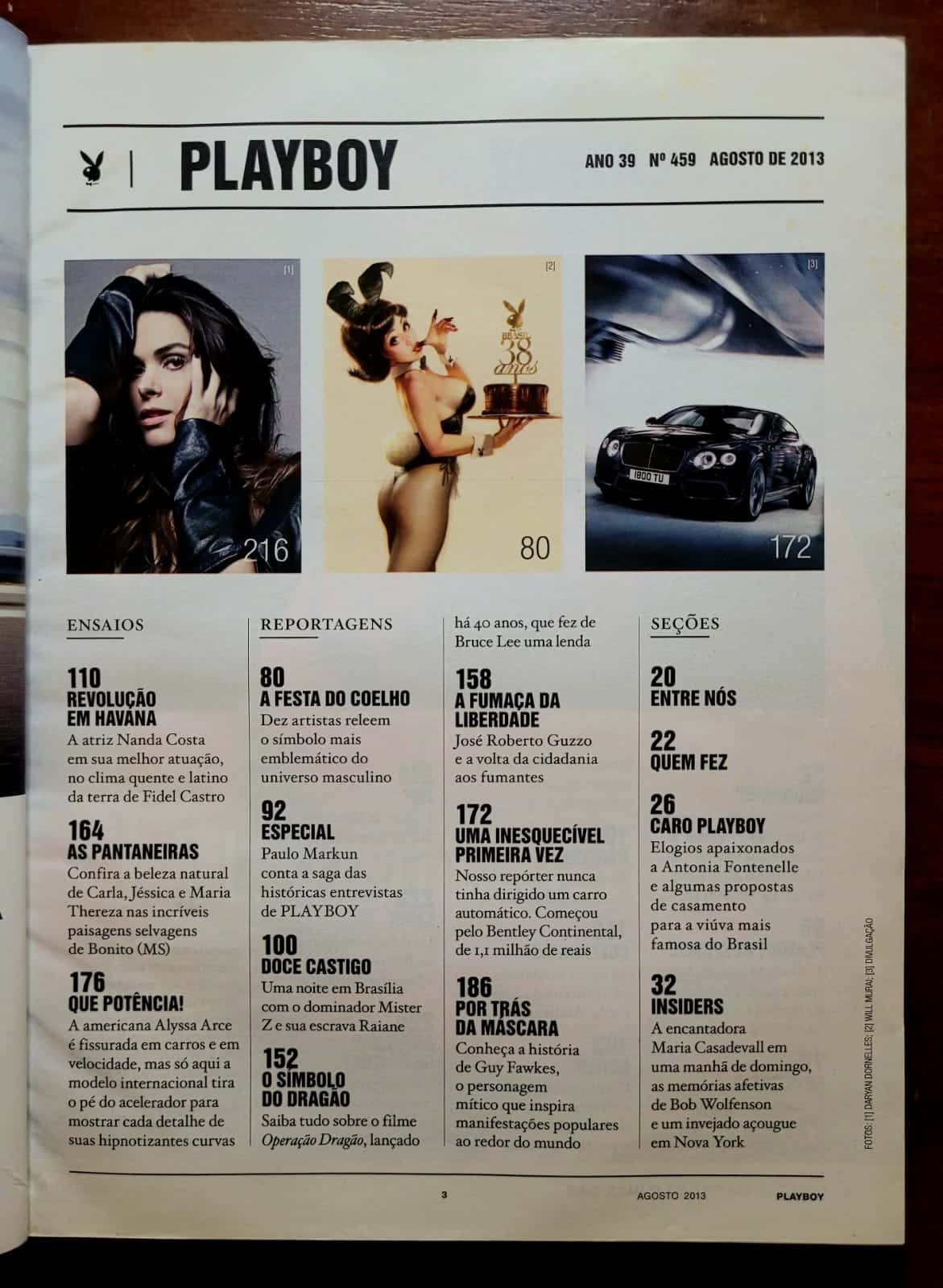 | Casa do Colecionador Playboy Nº 459 | Agosto 2013 | Nanda Costa | Edição Especial 38 Anos | Pôster Presente