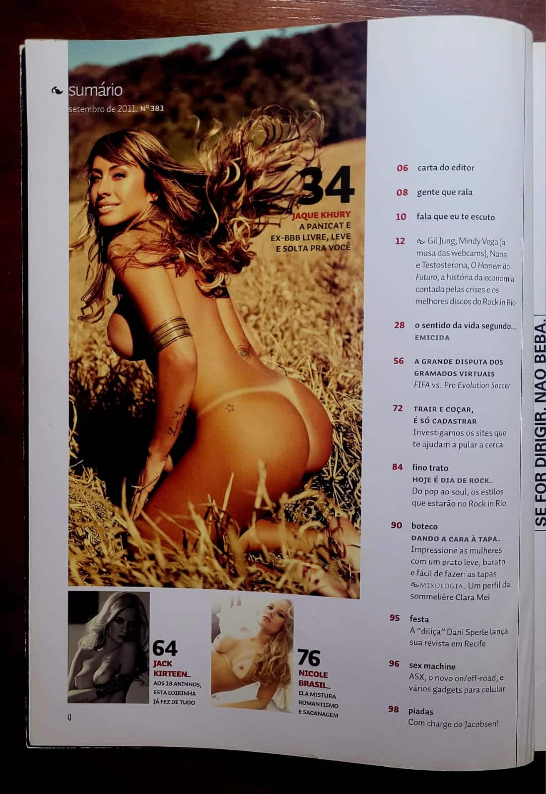 | Casa do Colecionador Revista Sexy Nº 381 | Setembro 2011 | Jaque Khury | Panicat & Ex-BBB | Livre, Leve e Solta