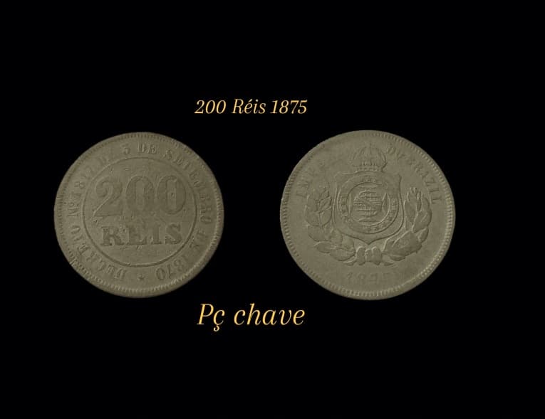 | Casa do Colecionador 200 Réis 1875 pç chave/escassa Sku 2231