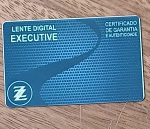Cartão Certificado de garantia Lente digital para colecionar.