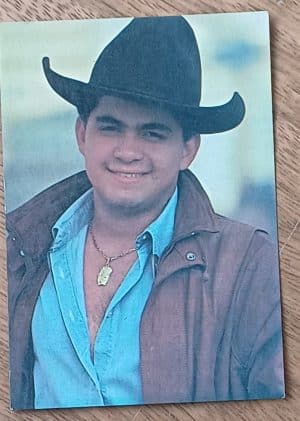 Cartão tipo postal estilo Cawboy chapeu.