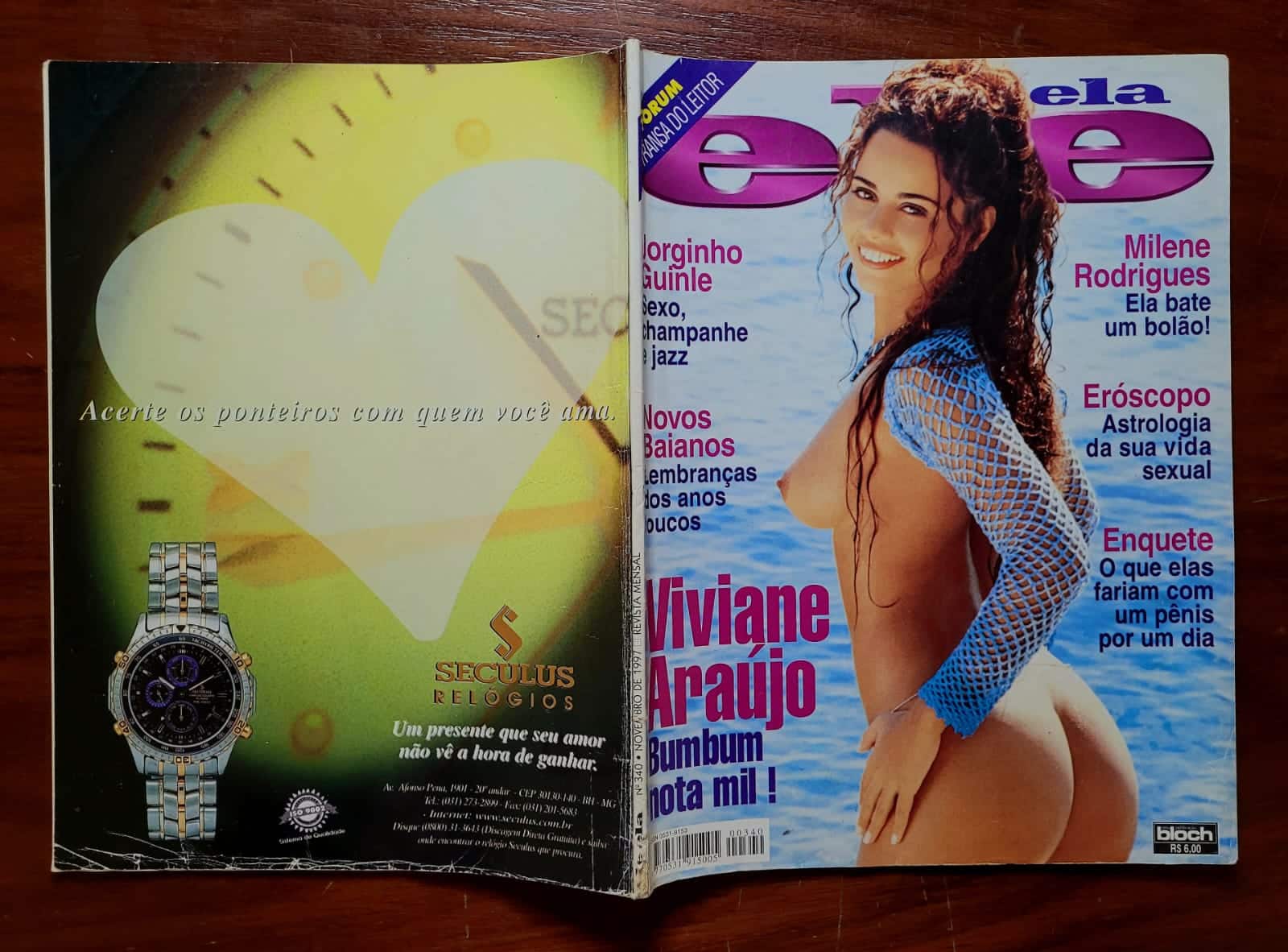 | Casa do Colecionador Ele e Ela Nº 340 | Novembro/1997 | Viviane Araújo na Capa | Estreia Nua da Atriz | Com Pôster