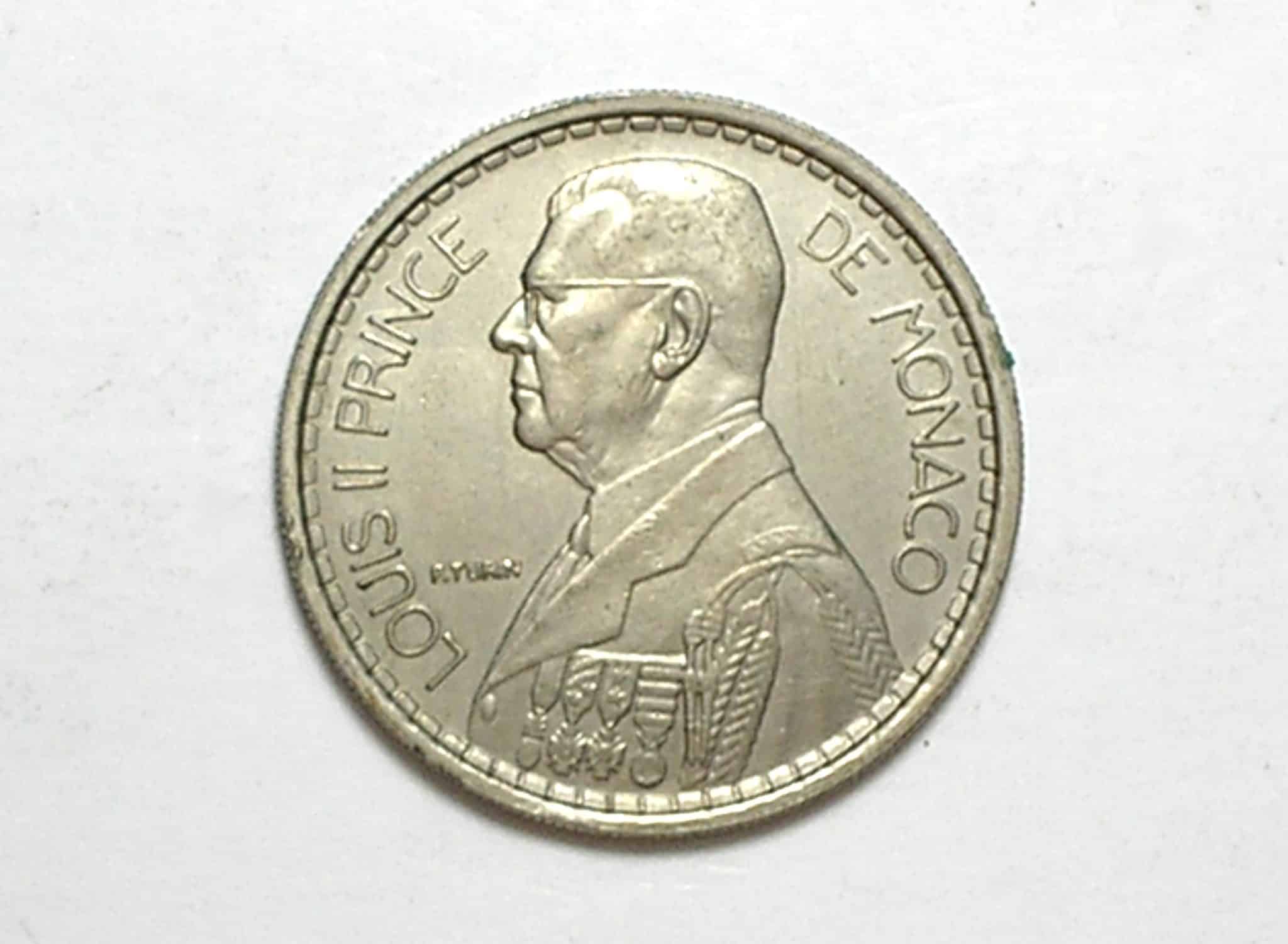 | Casa do Colecionador Monaco) 20 Francs - 1947 / Louis II Principe / Uncirculated / Co/Ni / M590