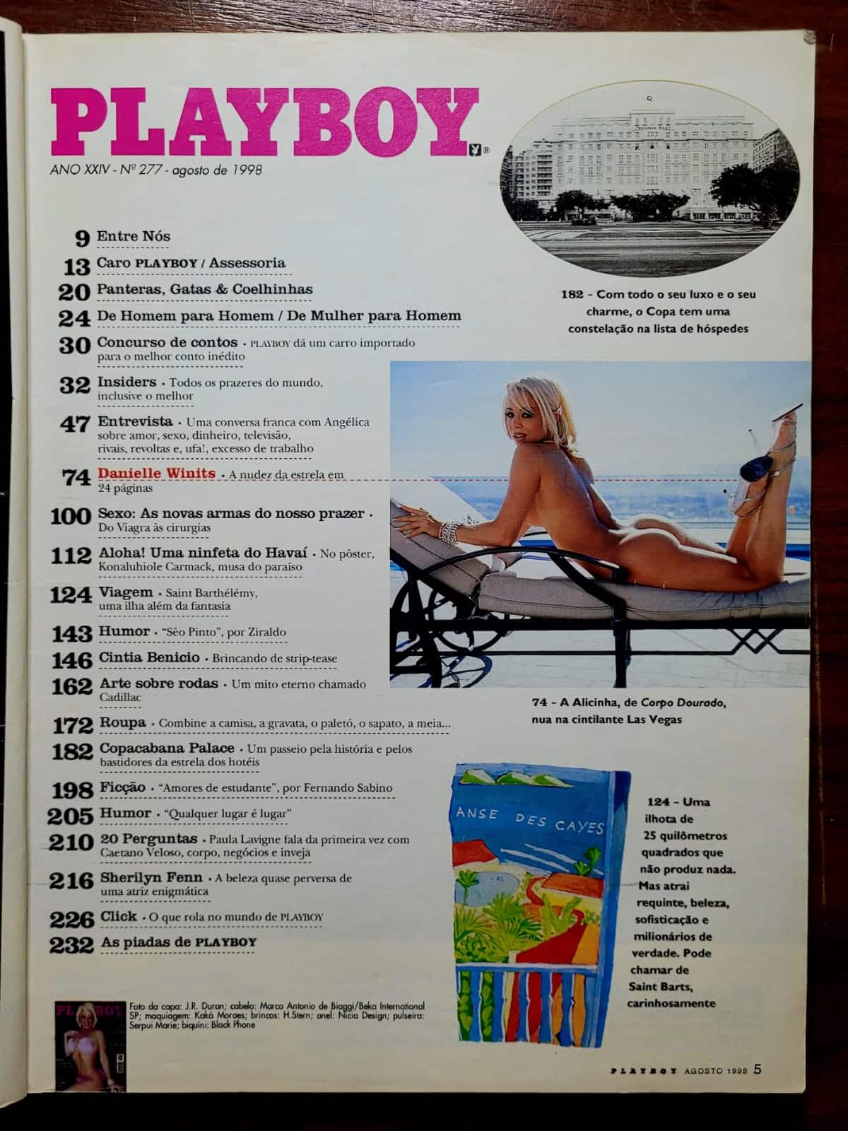 | Casa do Colecionador Playboy Nº 277 | Agosto/1998 | Danielle Winits | Edição de 23º Aniversário | Capa por J.R. Duran | Pôster AUSENTE