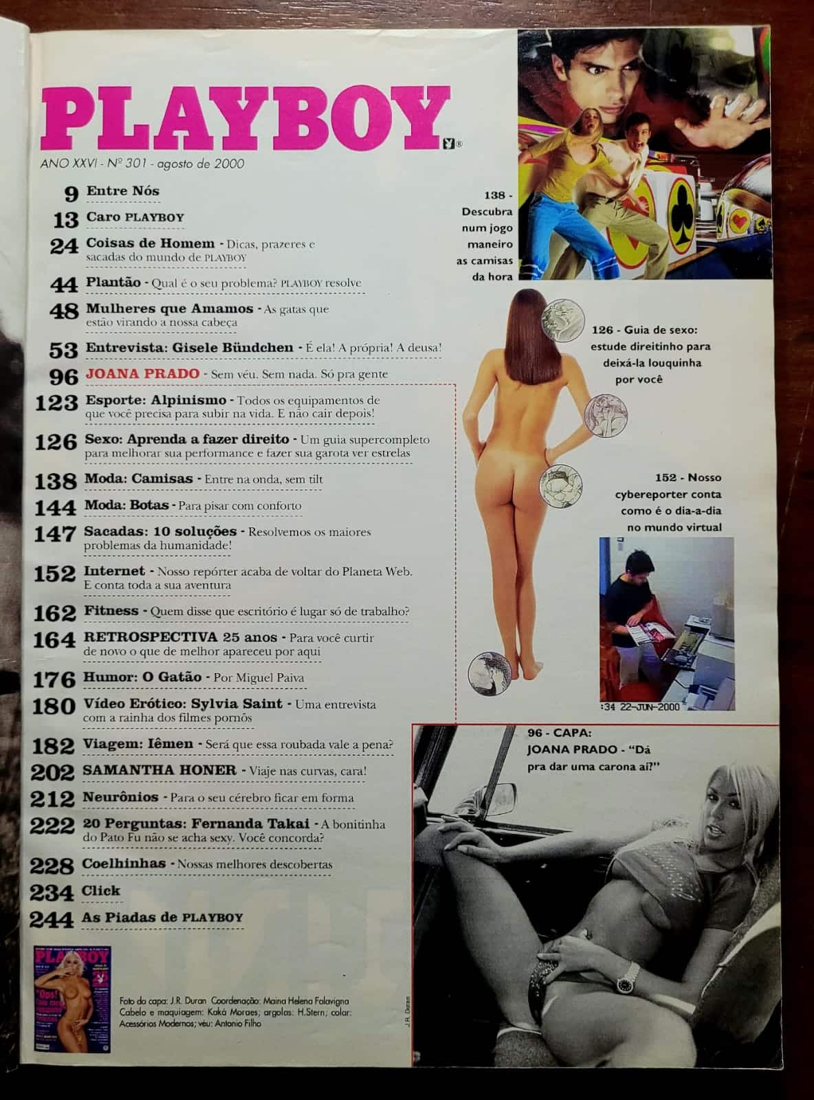 | Casa do Colecionador Playboy Nº 301 | Agosto 2000 | Feiticeira — Joana Prado Sem Véu | Edição de Aniversário 25 Anos | Com Pôster