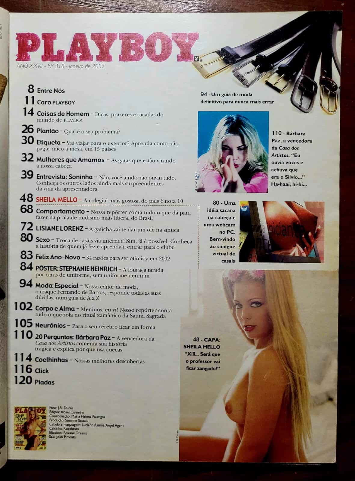 | Casa do Colecionador Playboy Nº 318 | Janeiro/2002 | Sheila Mello no Uniforme Mais Falado da Banca | Edição de Banca com Pôster