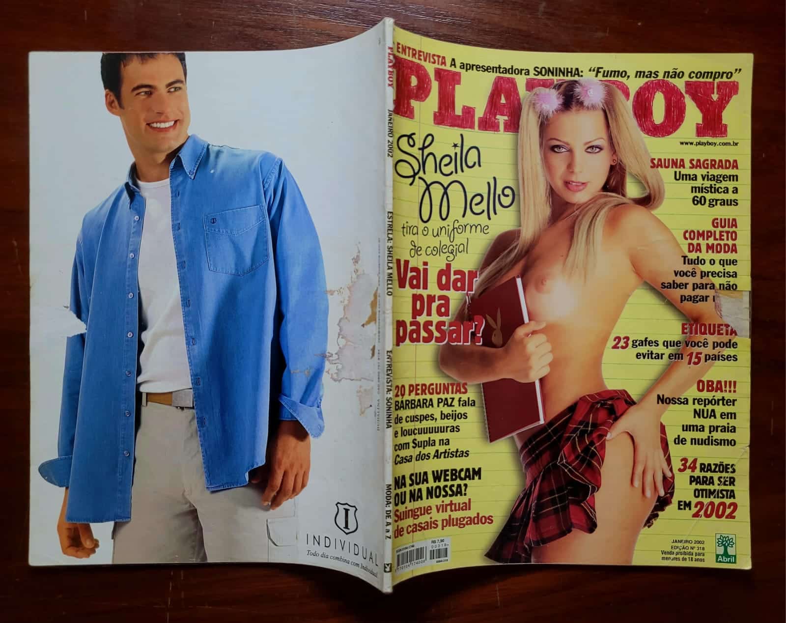 | Casa do Colecionador Playboy Nº 318 | Janeiro/2002 | Sheila Mello no Uniforme Mais Falado da Banca | Edição de Banca com Pôster