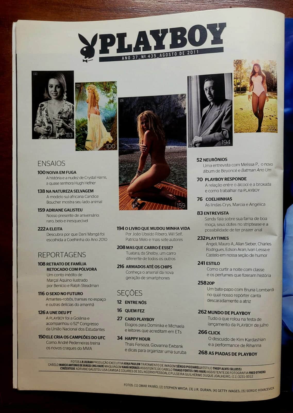 | Casa do Colecionador Playboy Nº 435 | Agosto 2011 | Adriane Galisteu — A Estrela Nua na Itália | Edição de Aniversário 36 Anos | Com Pôster