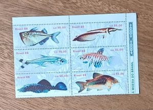 Selos Brasil 1988. Coleção Peixes completa.