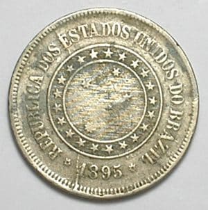 100 Réis - 1895 / Cunho Rachado / Cupro e niquel / Mbc