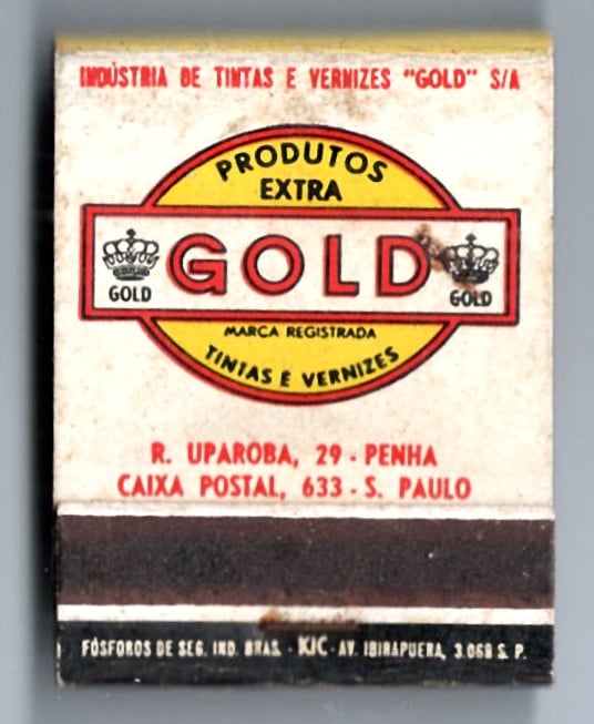 | Casa do Colecionador Caixa De Fosforos – Tintas a Oleo Gold - Anos 50