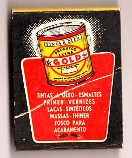 | Casa do Colecionador Caixa De Fosforos – Tintas a Oleo Gold - Anos 50