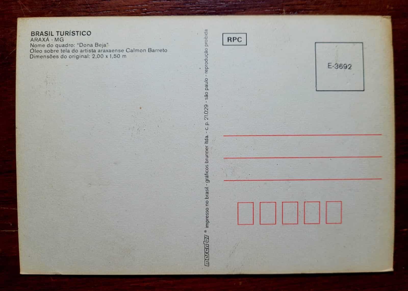 | Casa do Colecionador Cartão Postal - Minas Gerais (Araxá) Quadro Dona Beja