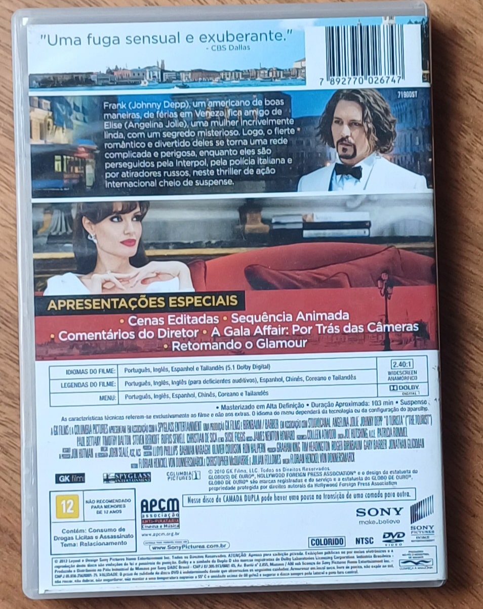 | Casa do Colecionador Dvd O turista Johnny Deep e Angelina Jolie. Fuga sensual.